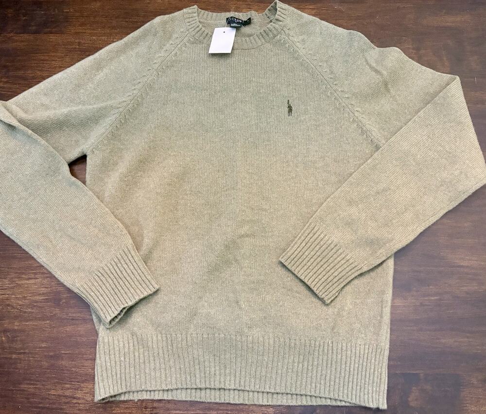 F6 NWT J. Crew Mens Lambswool Sweater Olive Green Size Small New With Tags